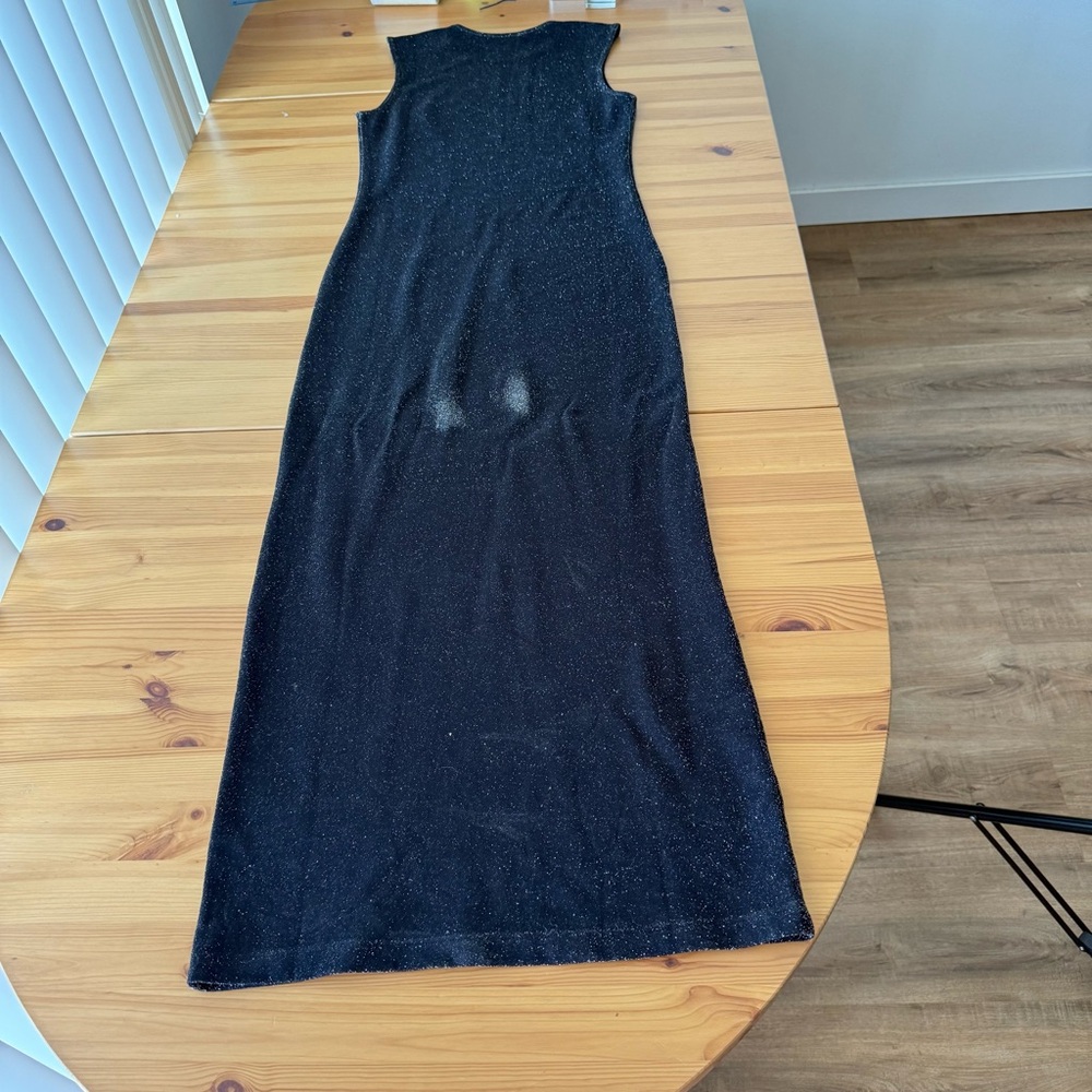 Reformation Maevry Knit Maxi Dress Sparkle Minimalist Party Black  S [flaw] - Picture 5 of 12